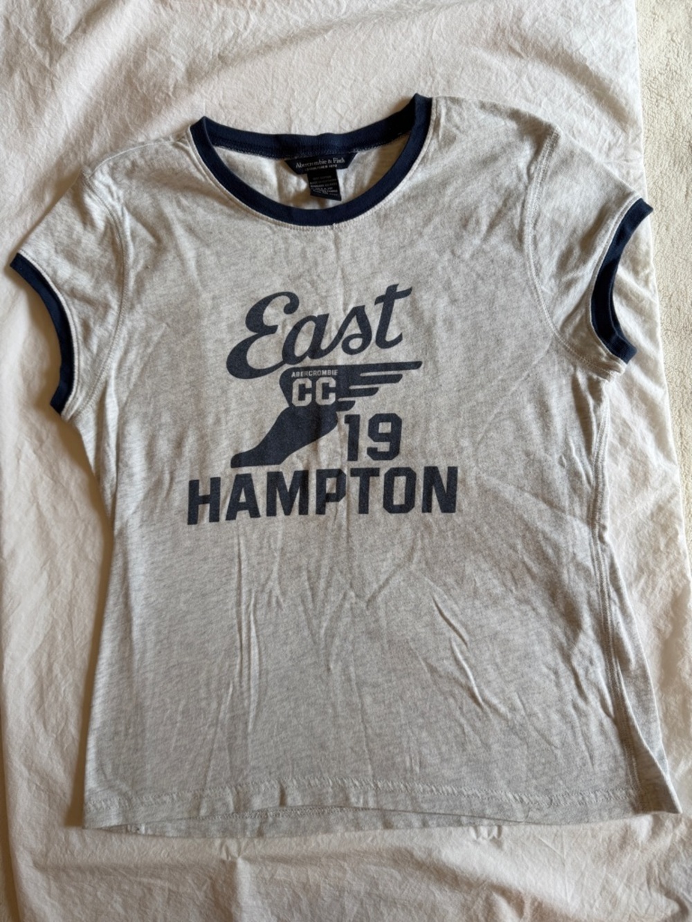 Abercrombie & Fitch Navy Trim Light Gray Ringer Tee East Hampton vintage